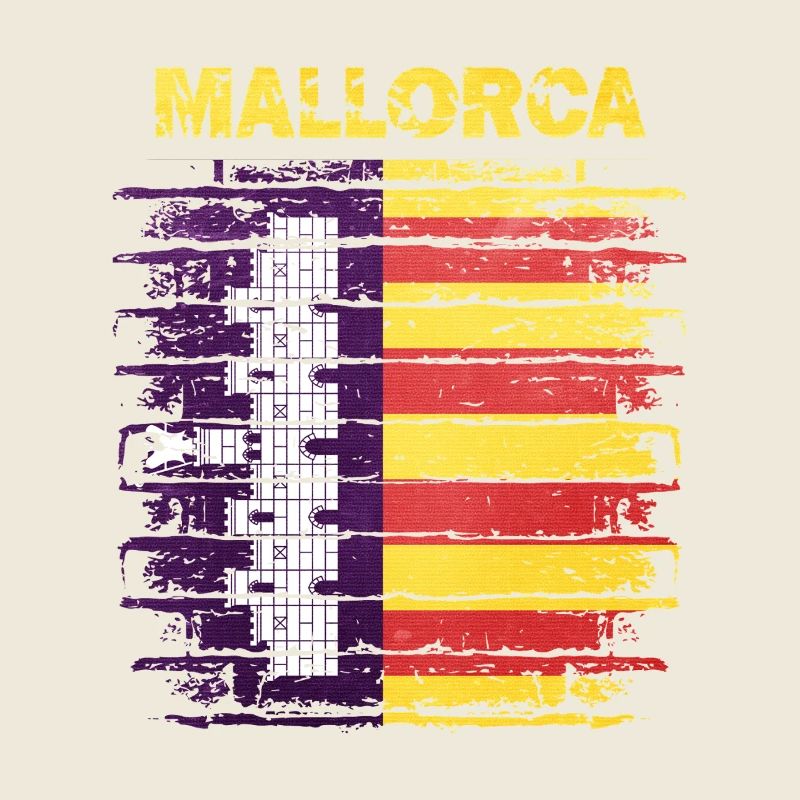 Mallorca Skyline mit spanischer Flagge