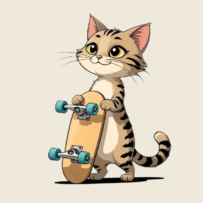 Kätzchen mit Skateboard Illustration