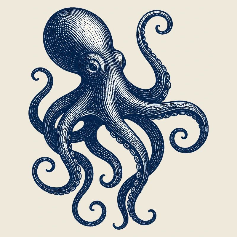 Illustration de pieuvre vintage