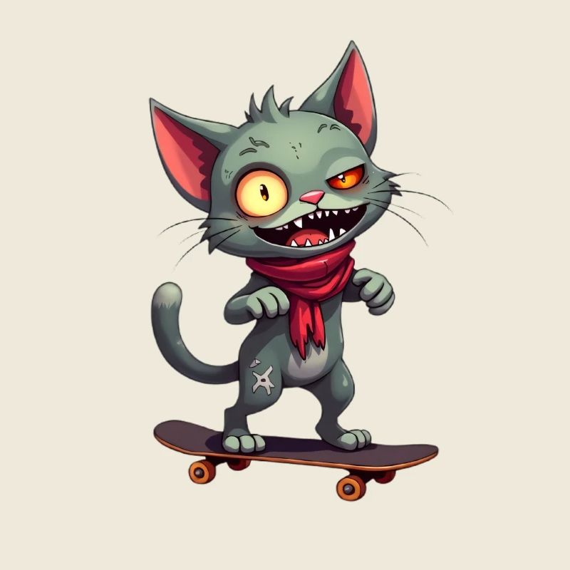 Creepy Skateboard Cat