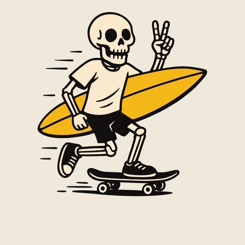 Skeleton on Skate & Surf – Peace Vibes