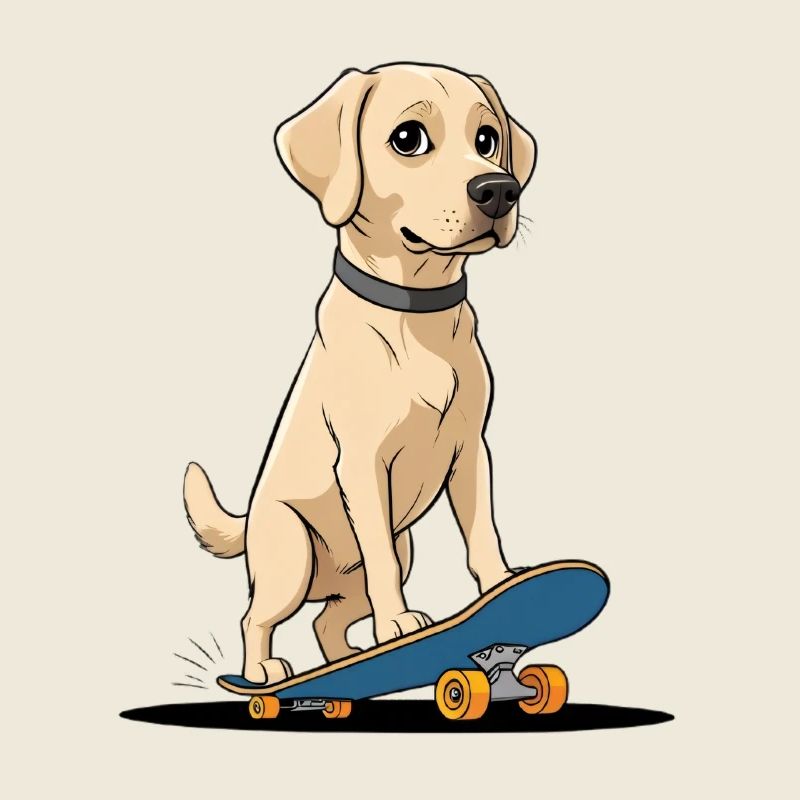 Labrador sur Skateboard Illustration