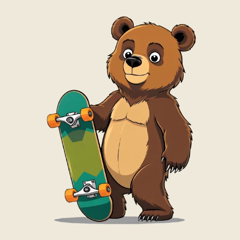 Bear with skateboard illustration