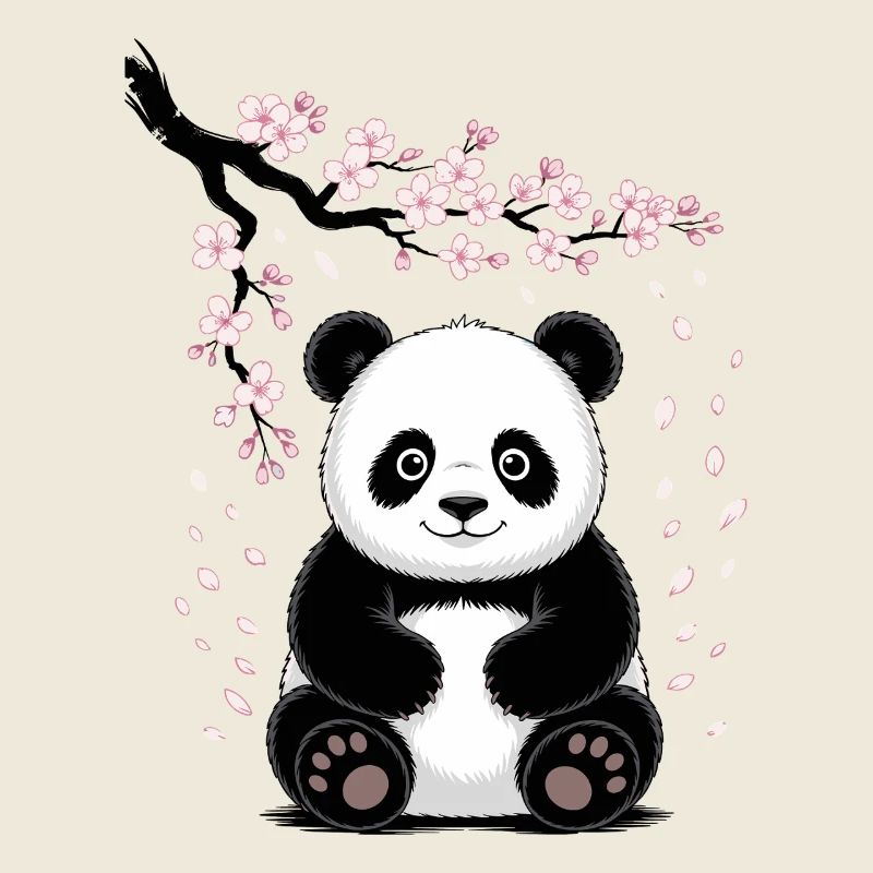 Panda, Panda Bear, Japanese, Cherry Blossoms