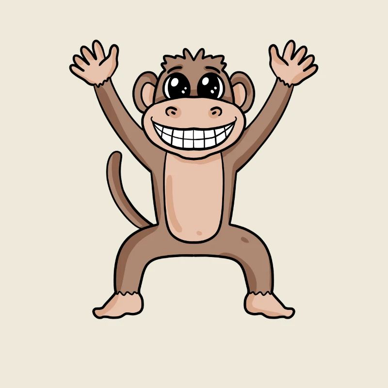 Playful monkey head with a broad grin