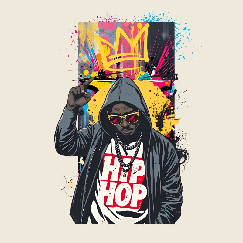 Urbaner Rapper mit bunten Graffitis