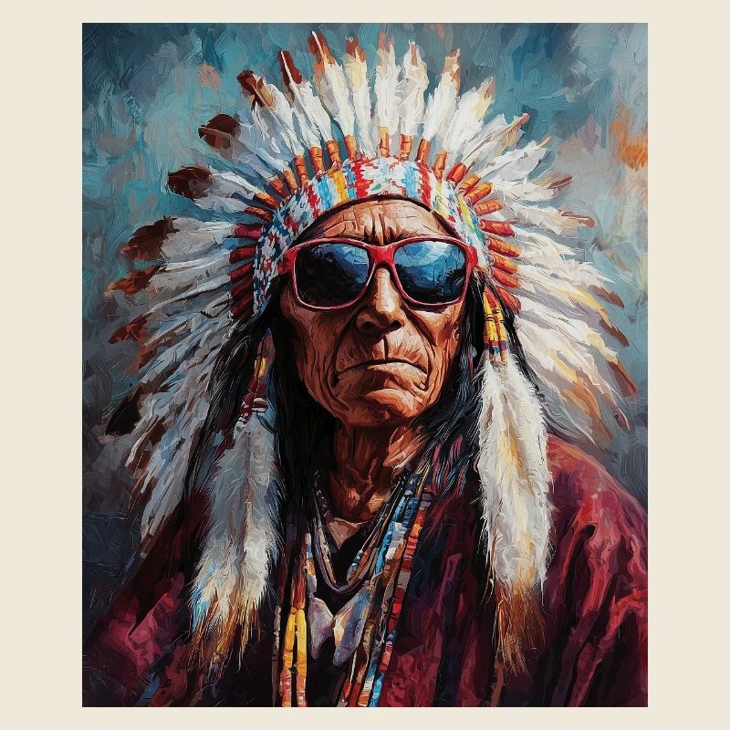 Indianer Häuptling mit Sonnenbrille