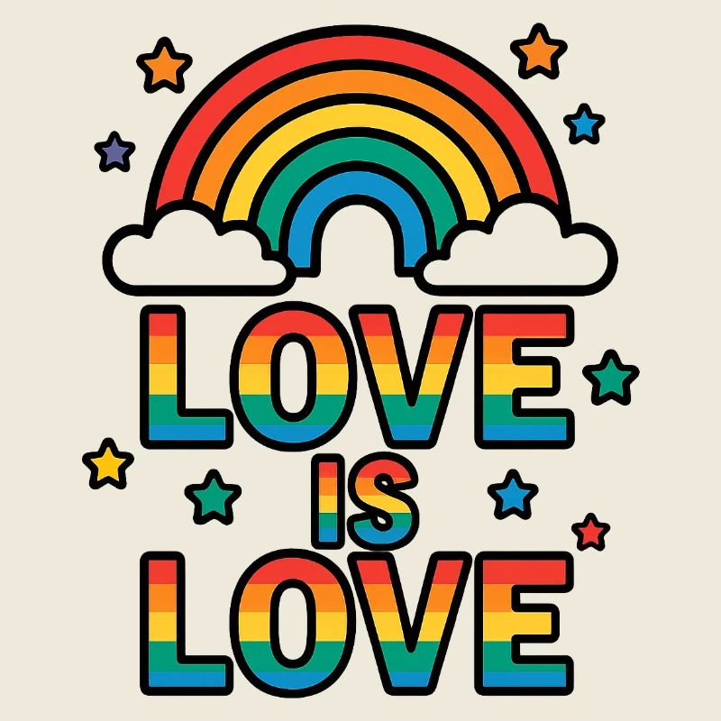 Bunter Regenbogen mit Liebesbotschaft
