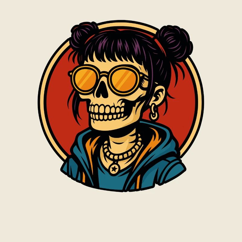 Tête de mort Dame dans le style de la rue look squelette