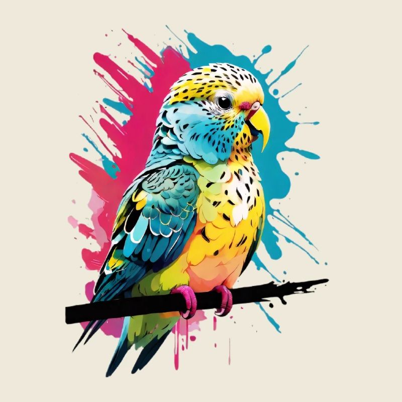 Colorful parrot with color splashes