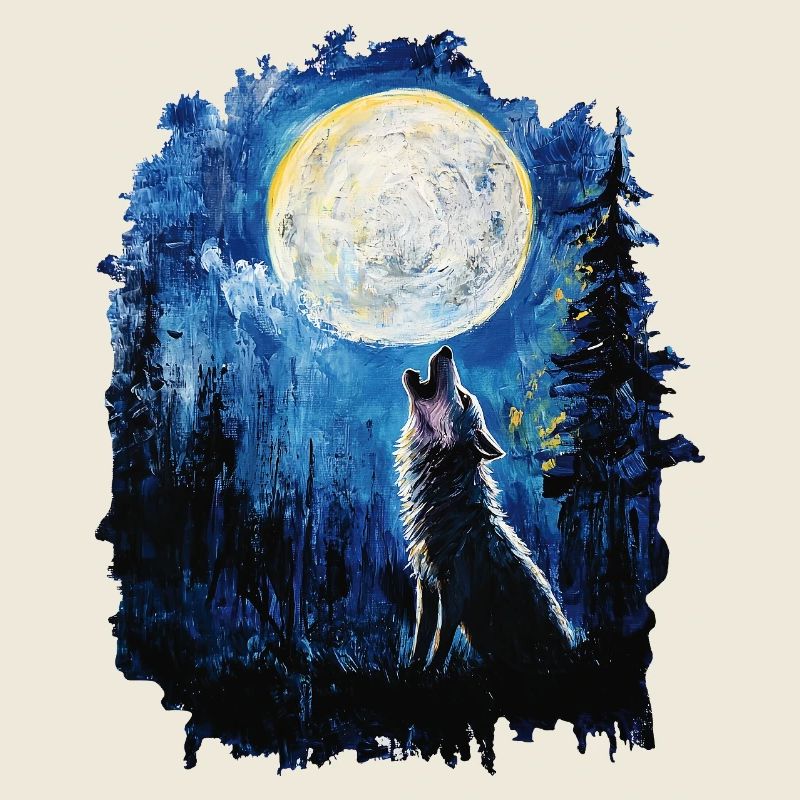 Le loup hurle pour la lune