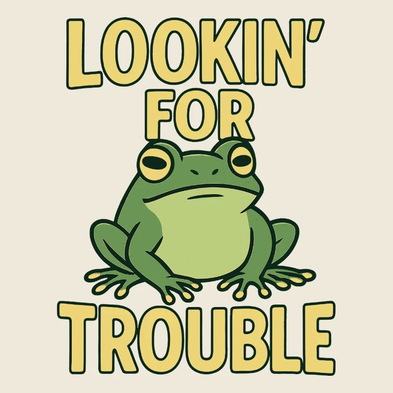 Humorous frog design with text