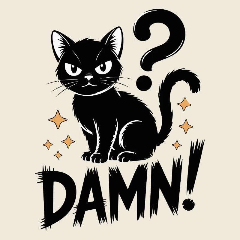 Chat noir mystique avec point d'interrogation