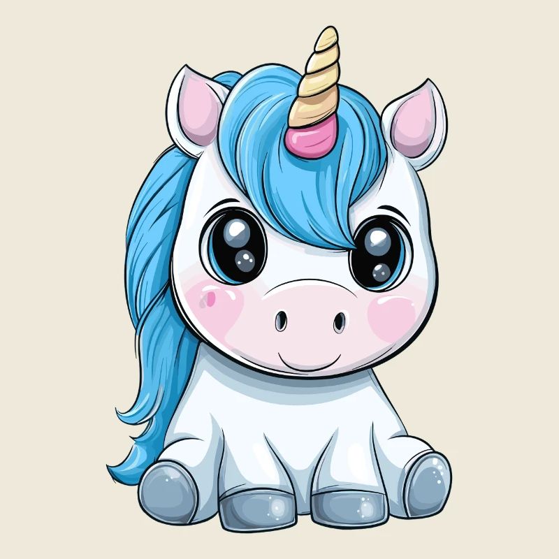 Kuscheliger Einhorn Design mit Blauem Haar