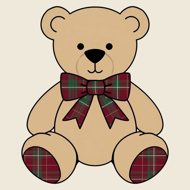 Weihnachts Teddy – Kariert Rot Grün mit Schleife