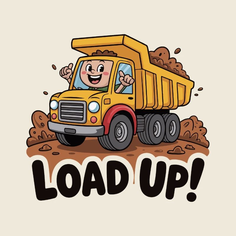 Dessin animé de camion à benne basculante de construction