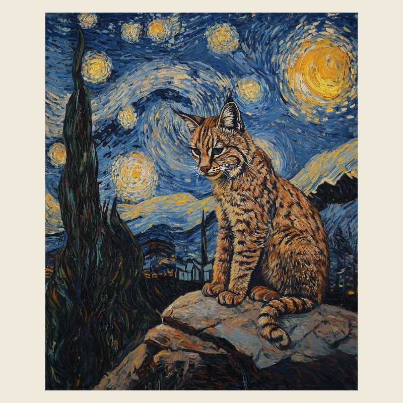 Lynx Van Gogh Style Starry