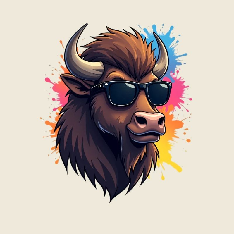 Bison cool avec des lunettes de soleil