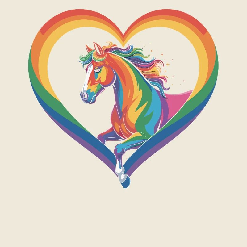 Regenbogen Pferd im Herzrahmen