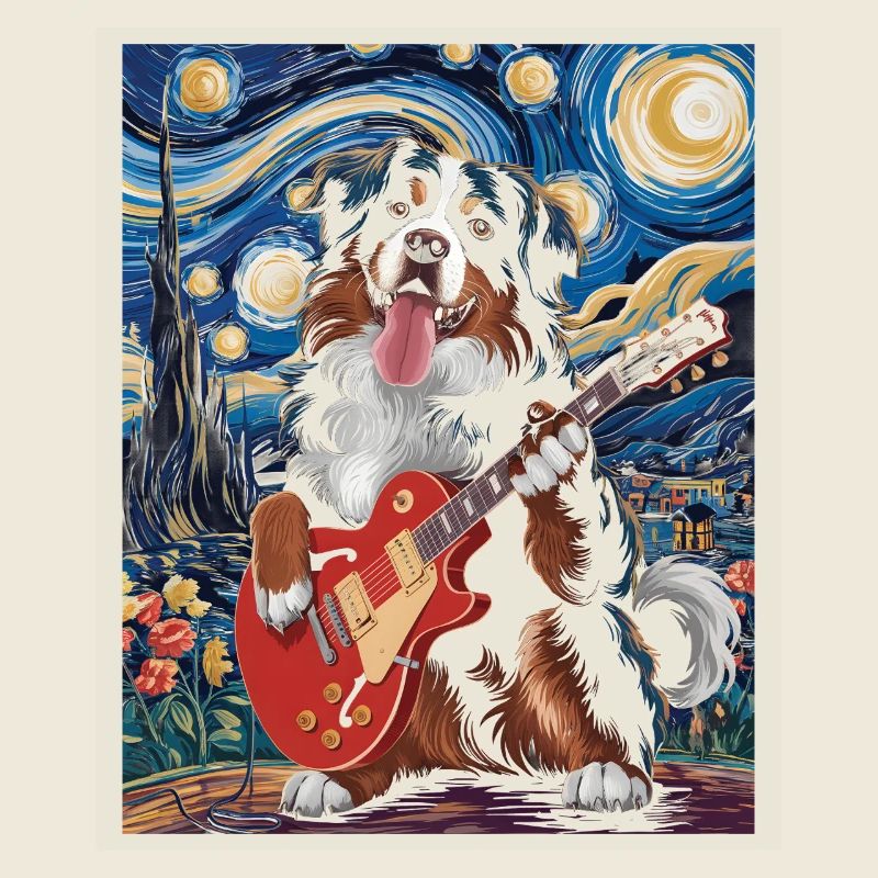 Hunde Starry Night Stil