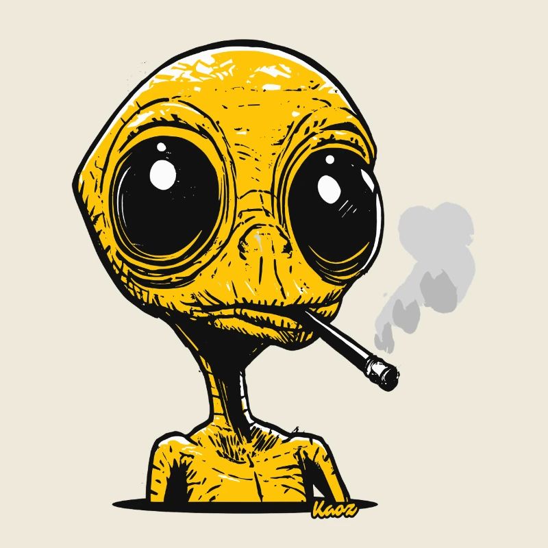 Alien avec Cigarette Vintage Design