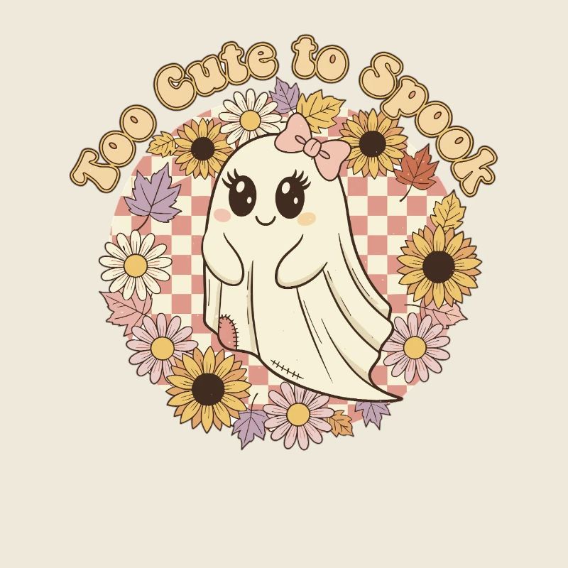 Fantôme mignon avec couronne florale trop mignon pour être effrayé