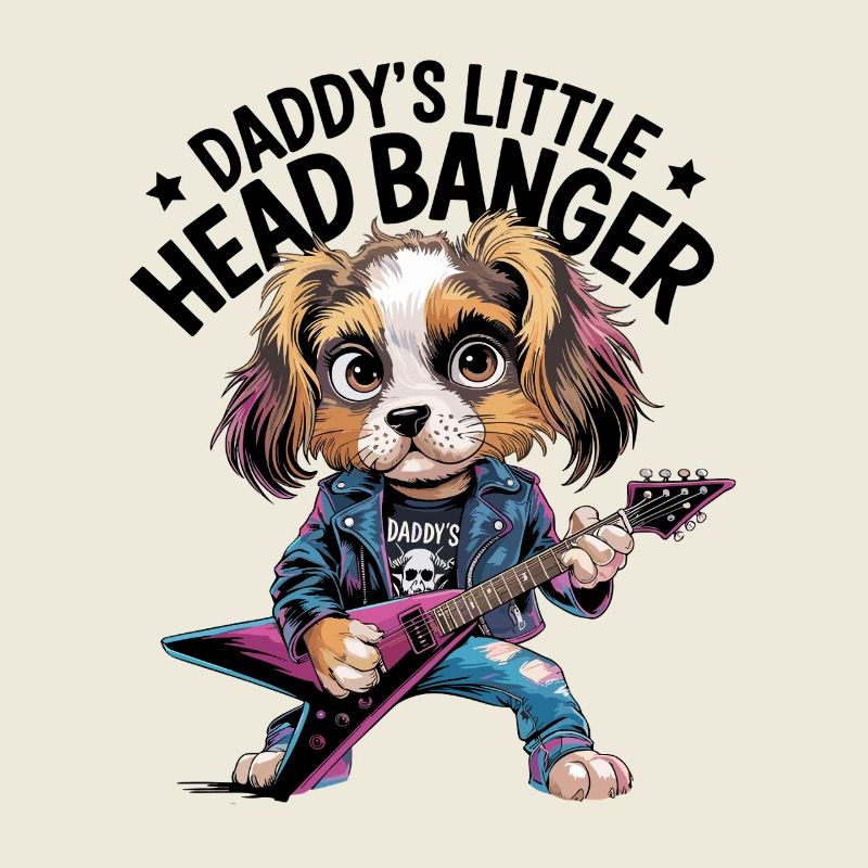 Chien à bascule avec guitare électrique dans le style d’une veste en cuir