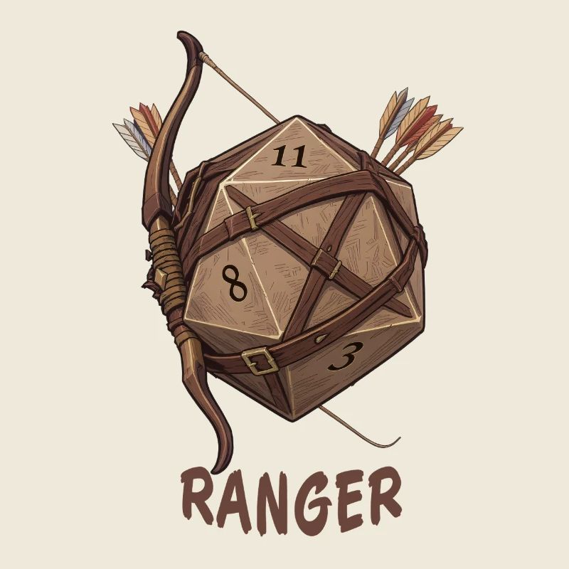 D20 avec arc et flèches – Dés fantastiques du rôdeur