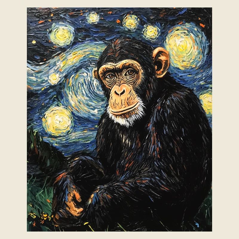 Monkey Chimpanzee Van Gogh Style Starry