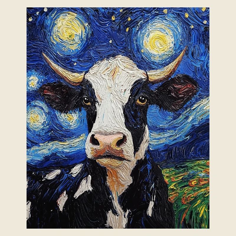 Vache, Vaches Style Van Gogh Étoilé