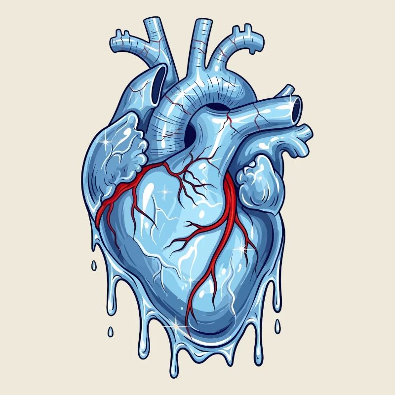 Coeur néon bleu avec effet d’eau