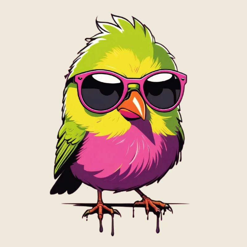 Bunter Vogel mit Sonnenbrille