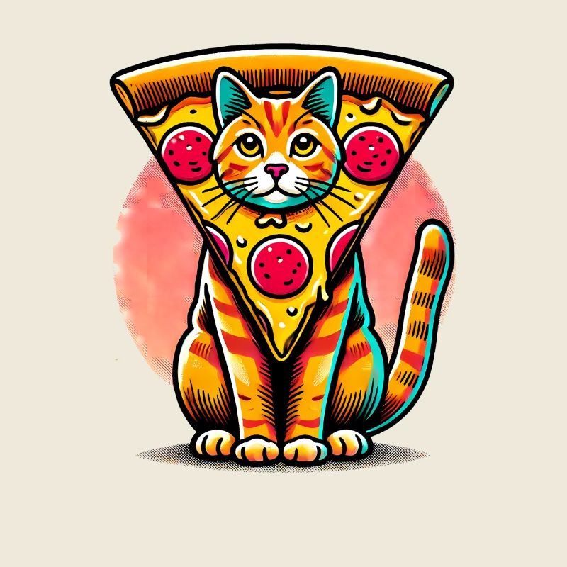 Skurrile Katze Pizza Illustration