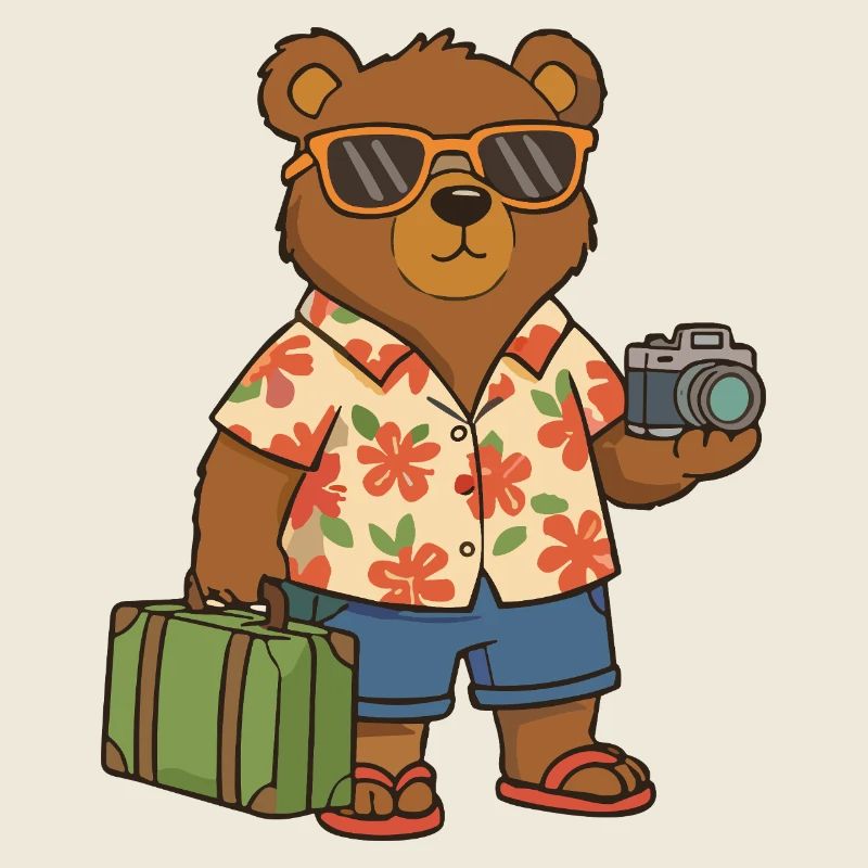 Playful Bear in Summer Vacation Attire