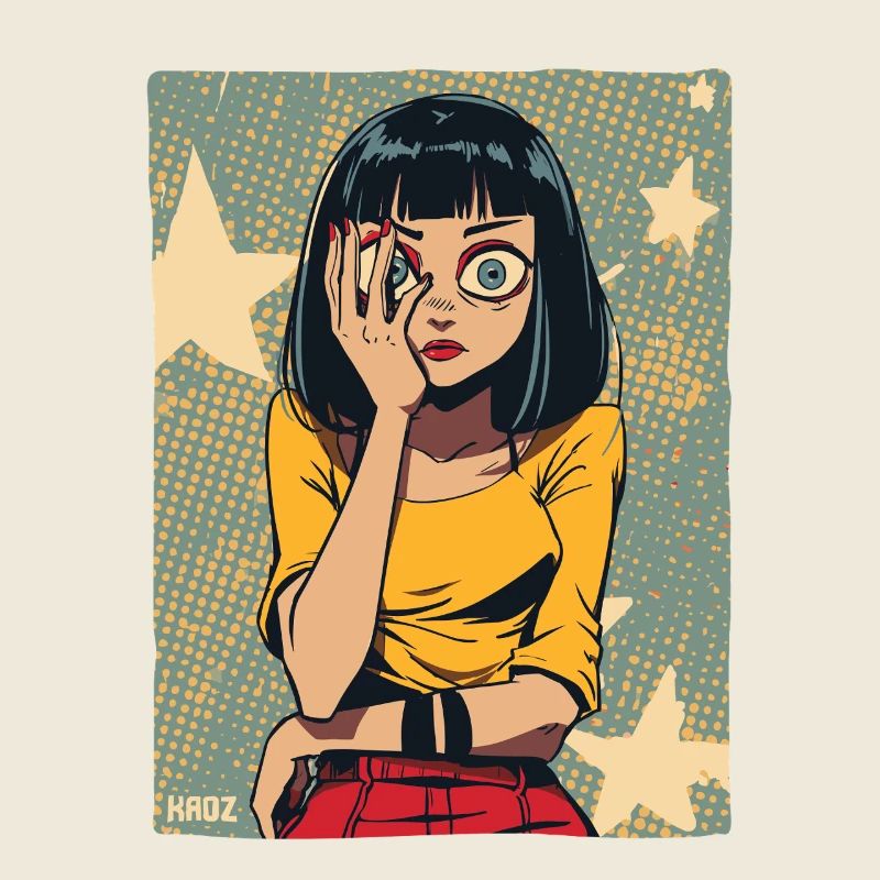 Popart Mädchen mit Sternen