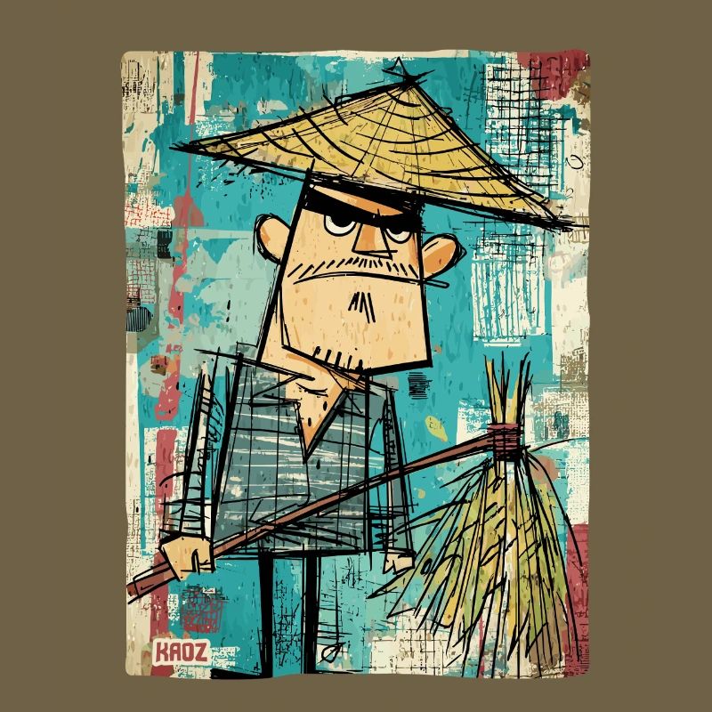 Graffiti Samurai mit Besen