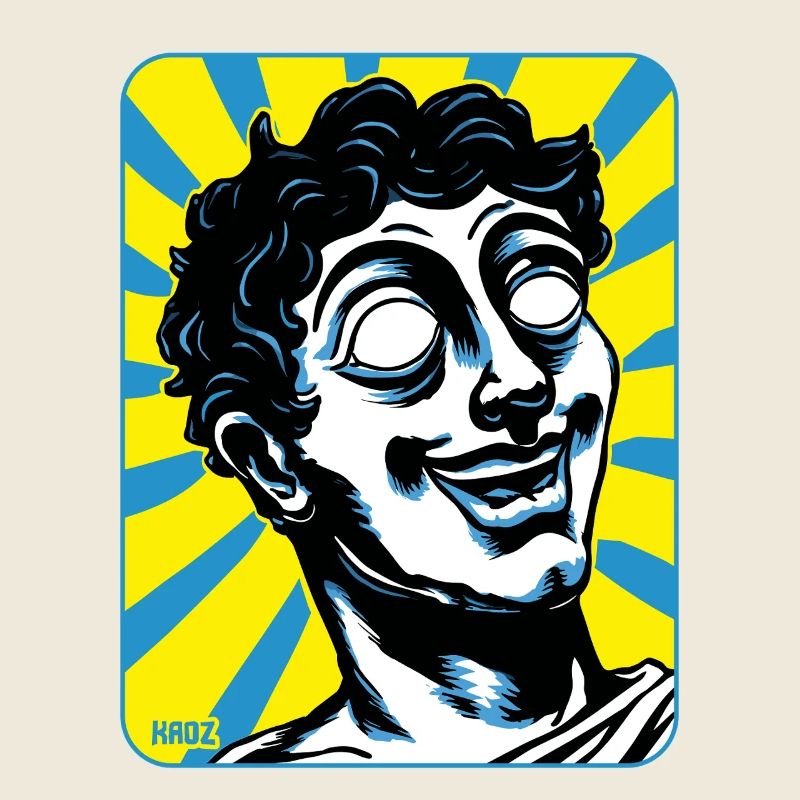lustige Griechische Comic-Statue mit leerem Blick
