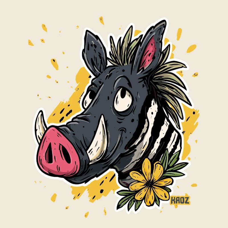 Dessin animé Warthog Fleur de zèbre