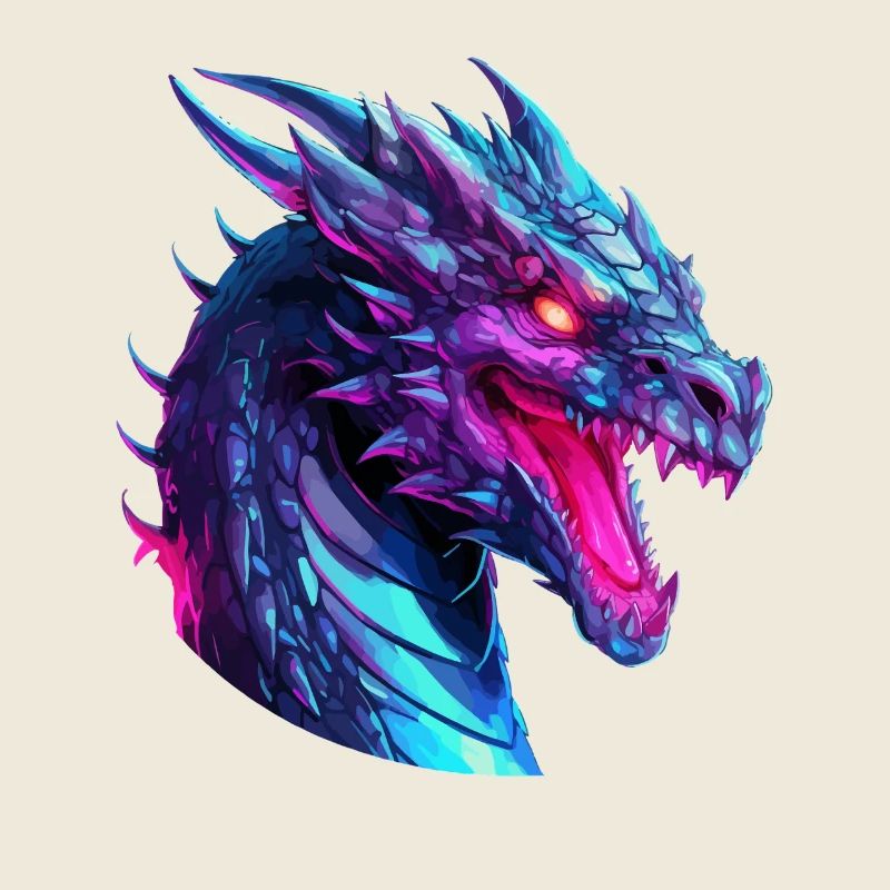 Neon Dragon Head Artwork