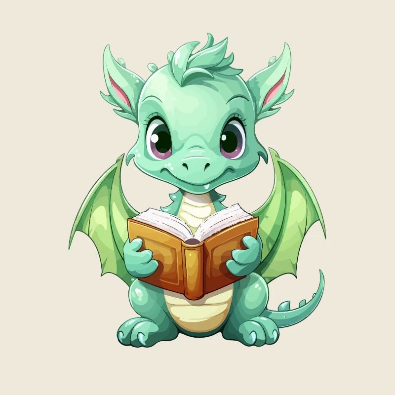 Doodle dragon avec livre