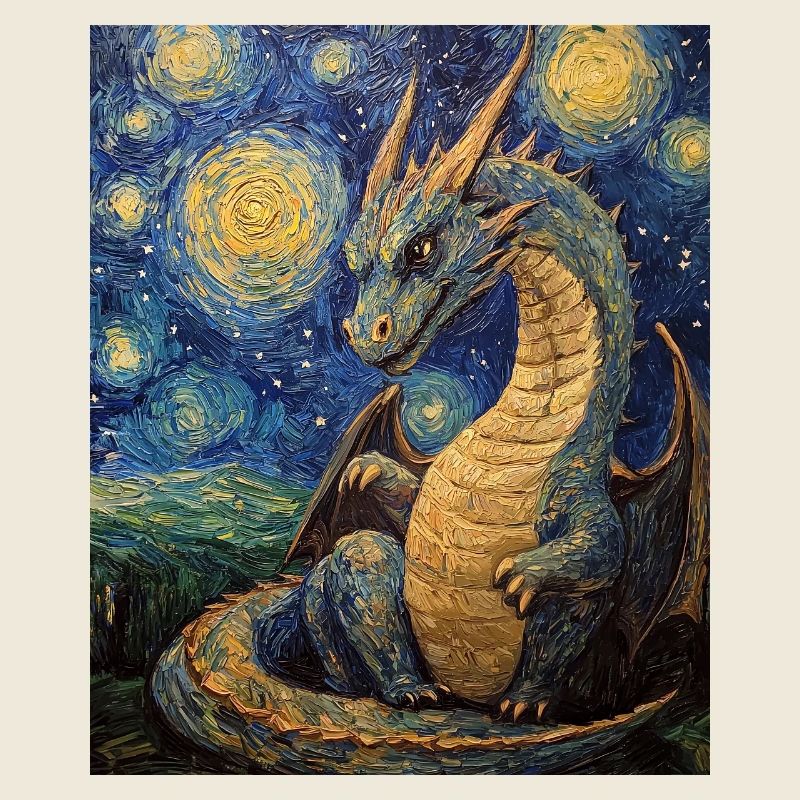 Drache Drachen Dragon Style Van Gogh Nuit étoilée