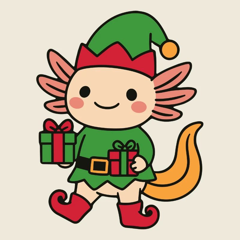 Axolotl cute as a Christmas gnome