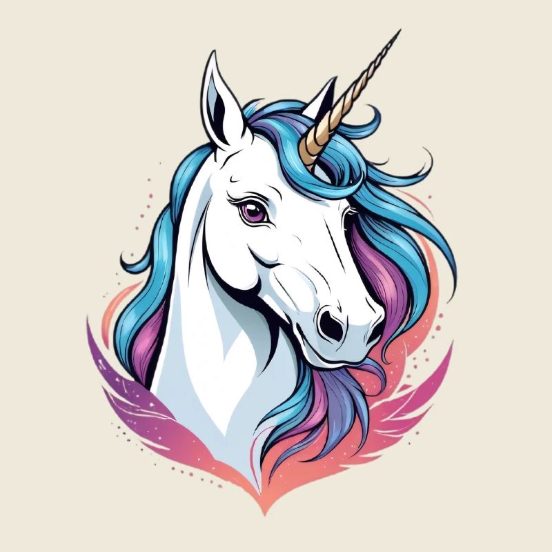 Magischer Einhornkopf mit farbiger Mähne