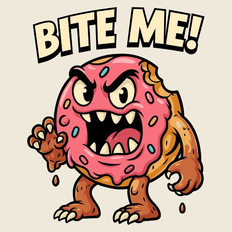 Bissiger Donut Monster Illustration