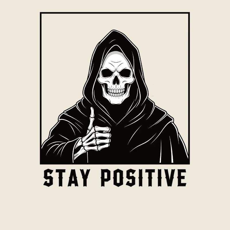 Un héros squelette avec une devise positive