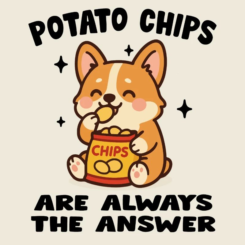 Niedlicher Welpe, der Chips isst