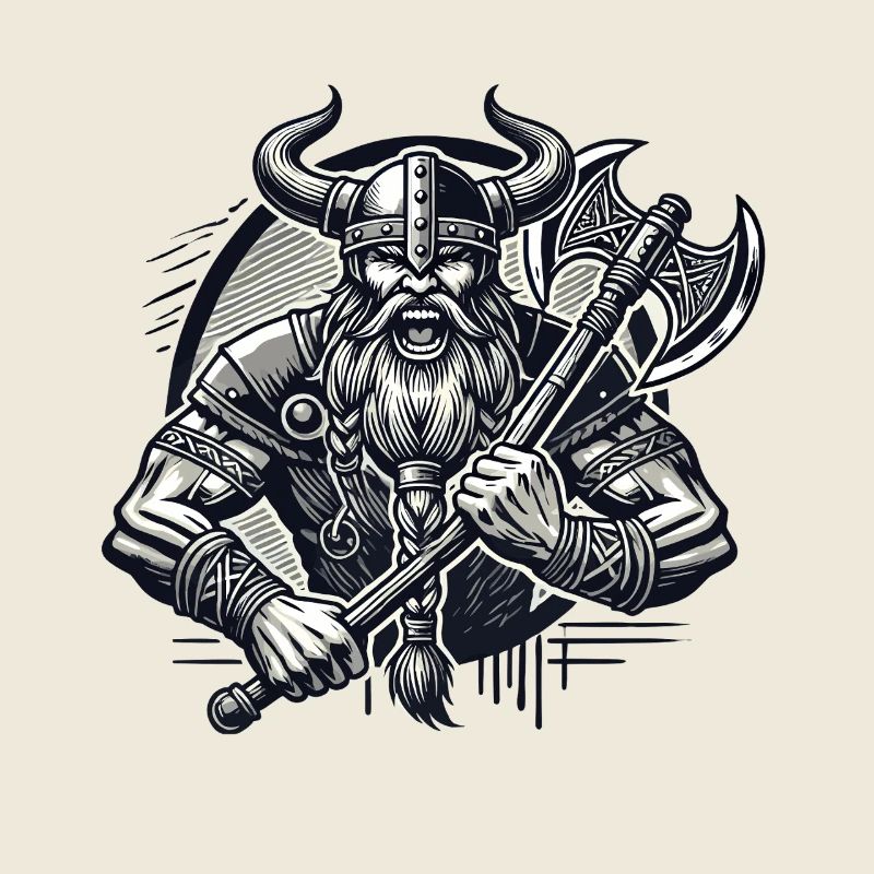Krieger mit Axt und Hornhelm
