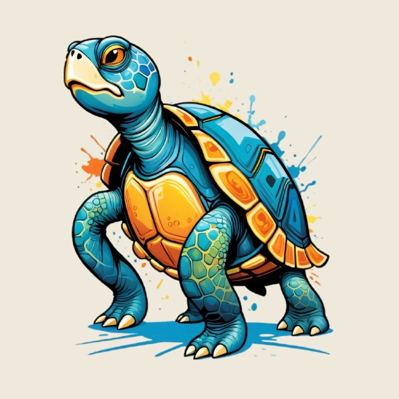 Illustration de tortue colorée avec des éclaboussures