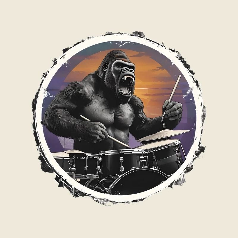 Schlagzeug Gorilla Vintage Musik Geschenk