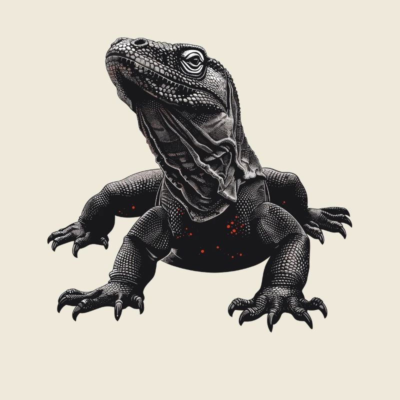 Dunkler Komodowaran Kunstdruck